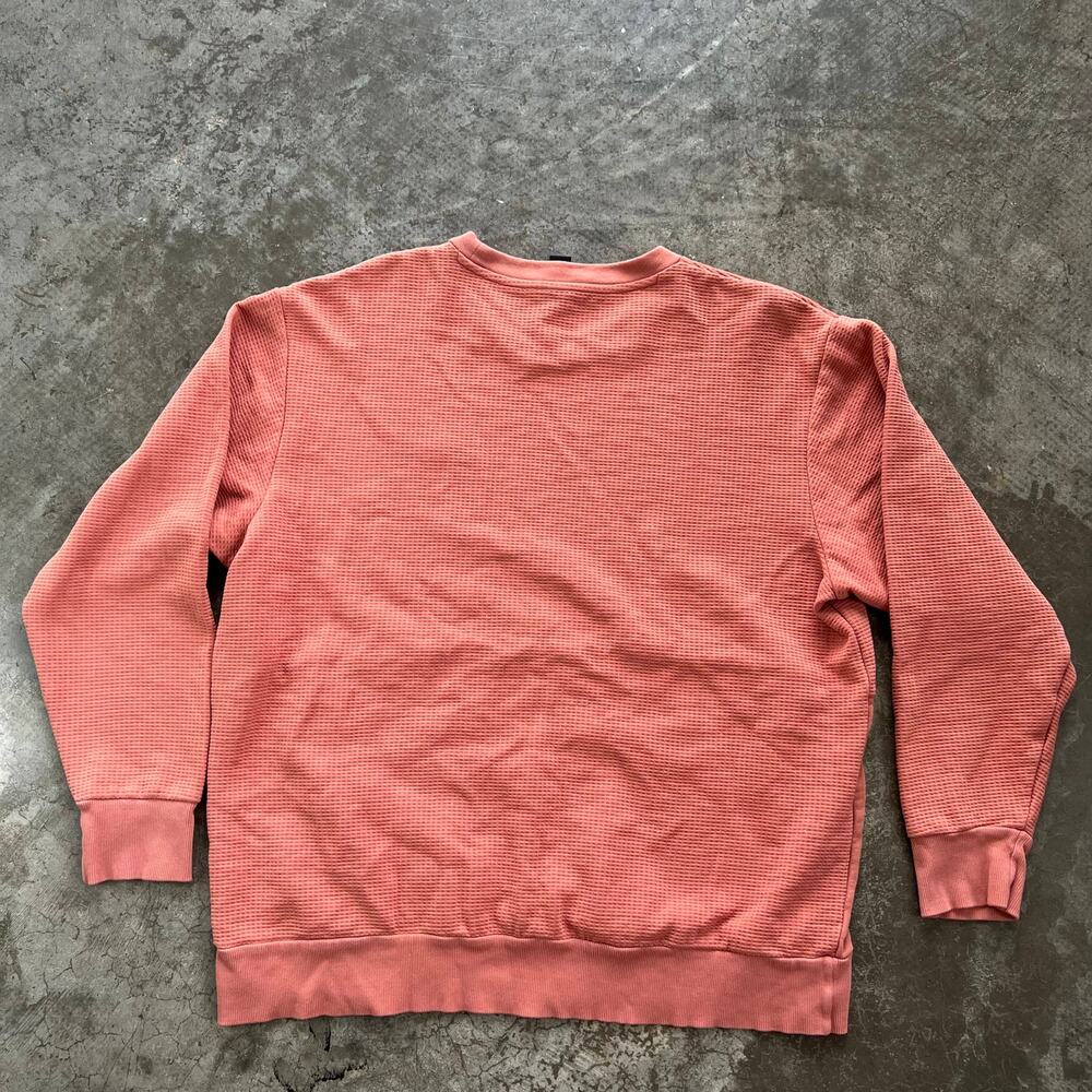 Adidas Waffle Knit Colorblock Crewneck Pullover Salmon Pink Large - Picture 6 of 9